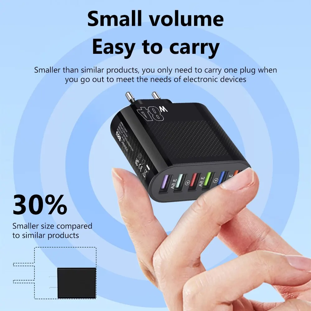 Fast Charging USB Adapter with 6 Ports for Mobile Phones