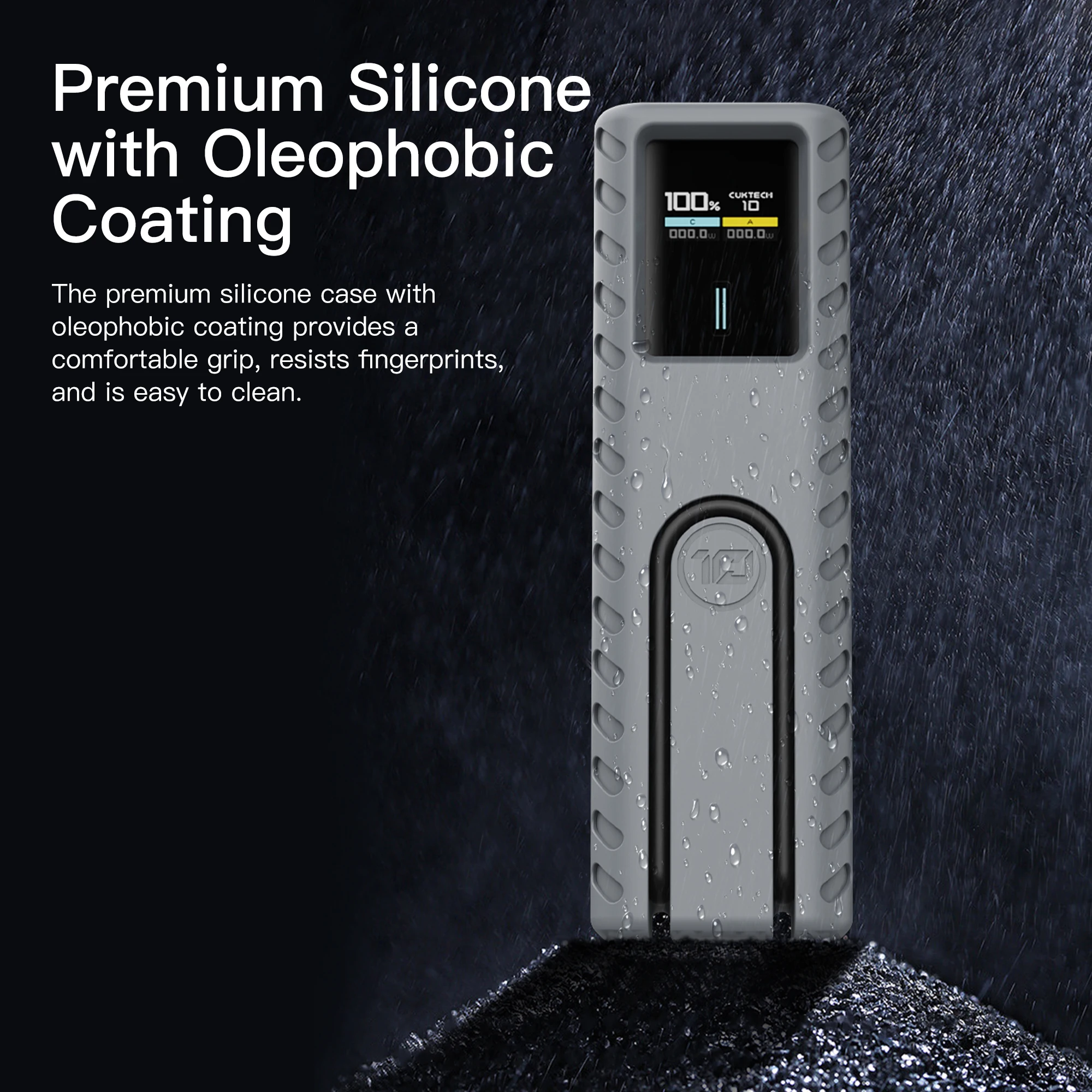 SIKAI Silicone Case for CUKTECH 10 Power Bank with Cable Storage Travel Protective Cover Shockproof Anti-Slip Protective Sleeve