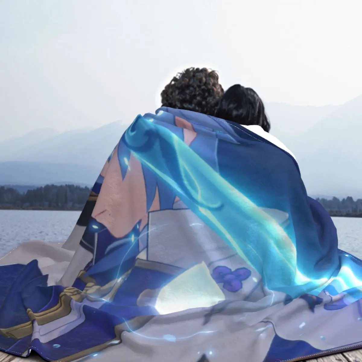 Genshin Impact Kamisato Ayato Flannel Throw Blankets Anime Blanket for Home Travel Lightweight Bed Rug