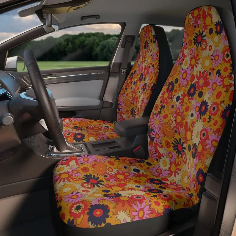 

Boho Hippy Flower Child Groovy Vibes Car Seat Covers Set of 2
