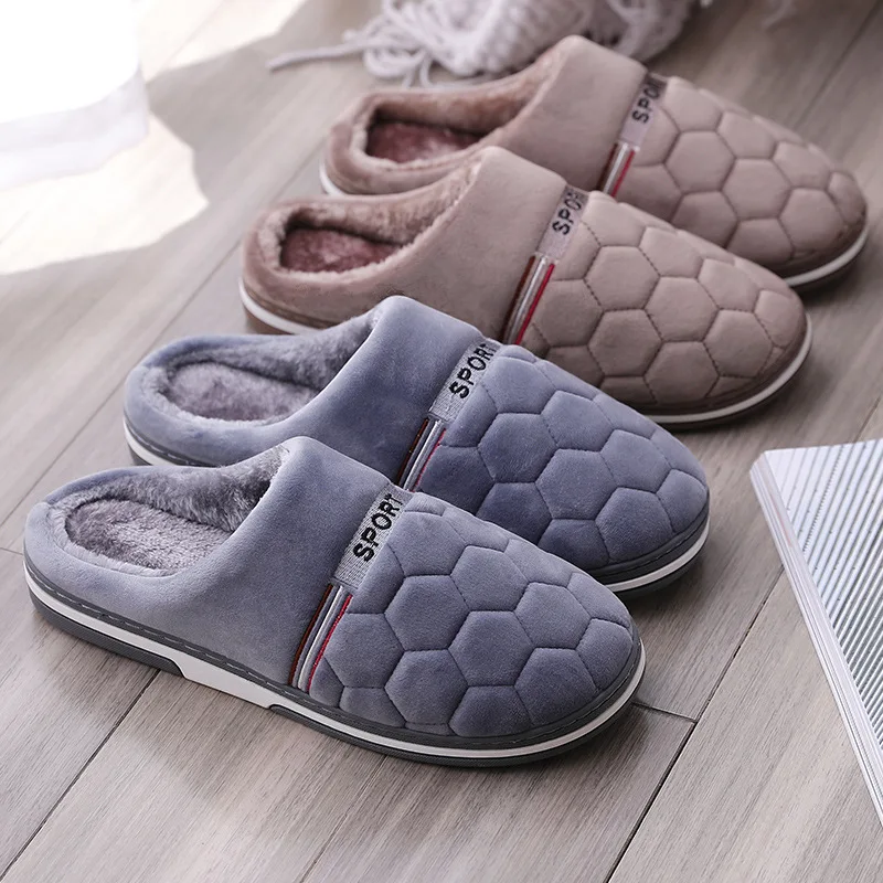 Big Size 49 50 Plus Size Men's Home Slippers Autumn Winter Warm Furry Non Slip Flats Indoor Soft Sole Plush Slides Comfort Shoes fur slippers,plush slippers