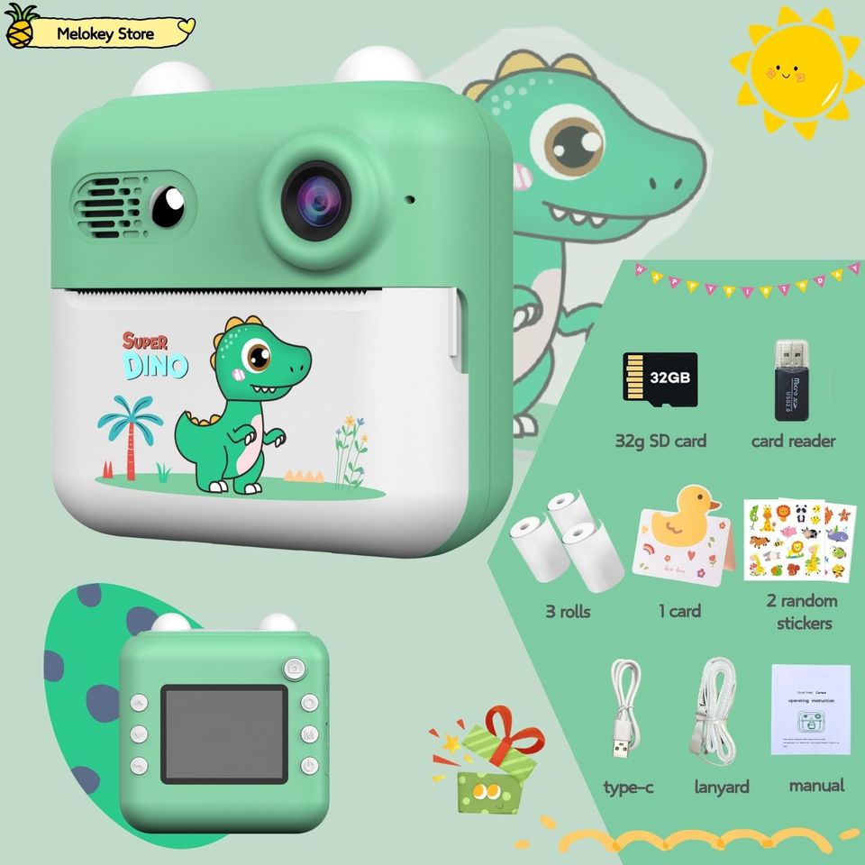 Kids Photo Camera Printer with Game Cute Mini Digital Video Child Instant Print Camera 4-12 Years Kids Girls Boyes Gifts