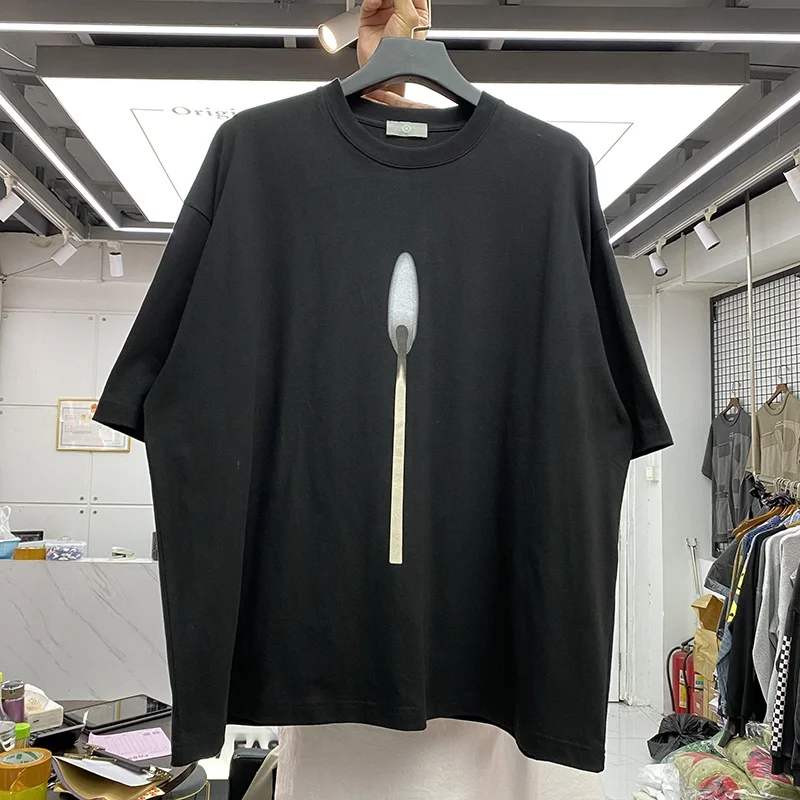 

2022ss Kanye Summer Short Sleeve Match Candle Digital Printing Loose Men's And Women's Cotton T-Shirt Top Short Sleeve