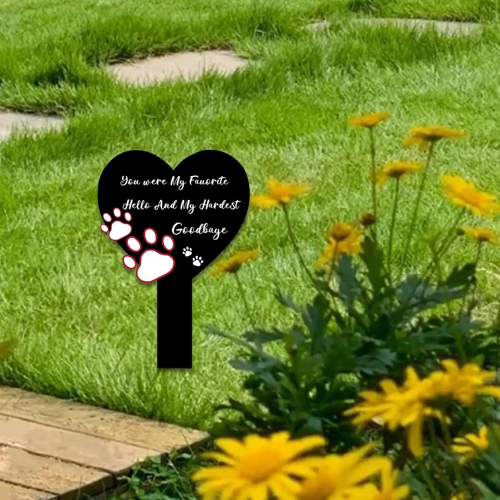 Heart Shaped Grave Marker Waterproof Outdoors Sympathy Plaque Acrylic Grave