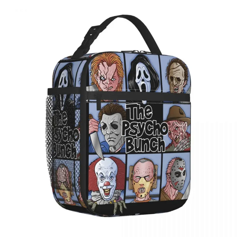

THE PSYCHO BUNCH Insulated Lunch Bags Chucky Demon Death Scary Evil Grim Reaper Hip Hop Bag Lunch Box Tote Food Storage Bags