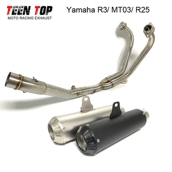 For Yamaha YZF R3 R25 MT03 Motorcycle Exhaust System Escape Moto Modified Front Link Pipe Stainless SC Muffler Silencer Moto