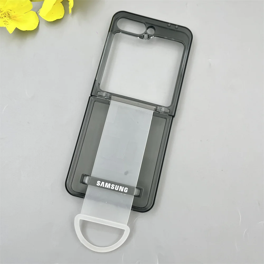 Luxury Wrist Strap Ring Holder Case - Transparent Matte Shockproof Back Cover with Hard PC Belt