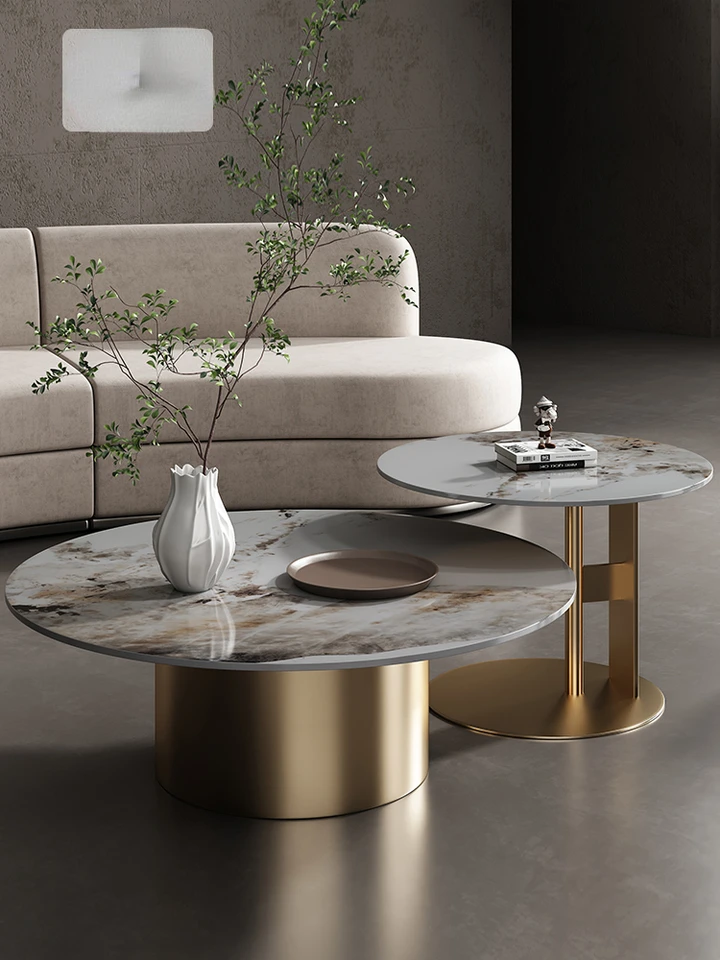 Rock Board Coffee Table Simple Modern Small Apartment Round Tea