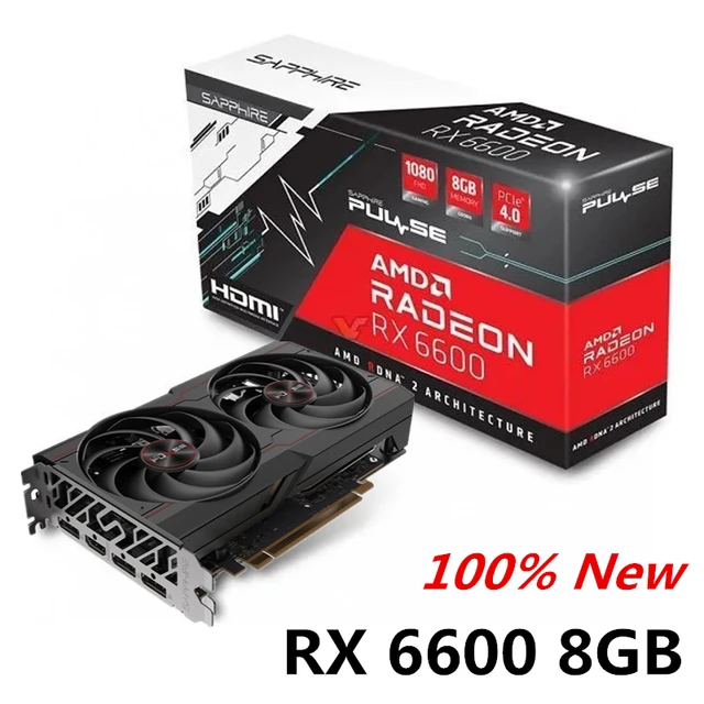 New Sapphire RX 6600 XT 6600XT 8GB 6000 Graphics Card GPU Radeon RX6600 RX6600XT GDDR6 Video Cards Desktop PC AMD Computer Game 3