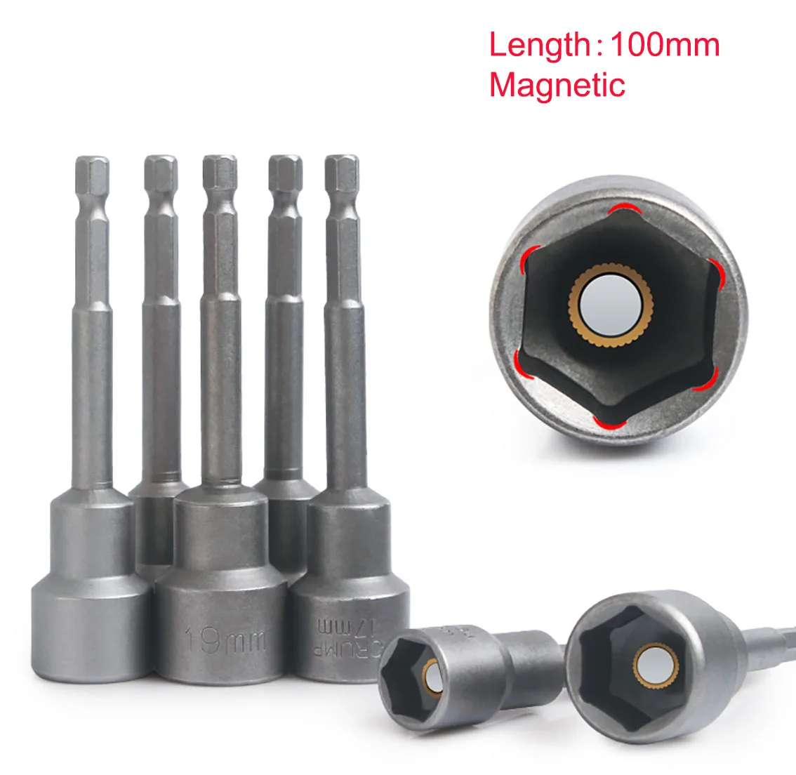 

1Pcs Length 100mm Hex Socket Sleeve Bit Nut Driver for Power Drills Impact Drivers Hand Drills Tools 5mm-19mm