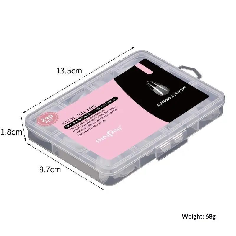 240 Pezzi/Scatola di Unghie Finte Corte in Gel, Semi-Opache, Copertura Completa, Morbide, per Amanti del Nail Art e Uso Fai-da-Te - immagine 4