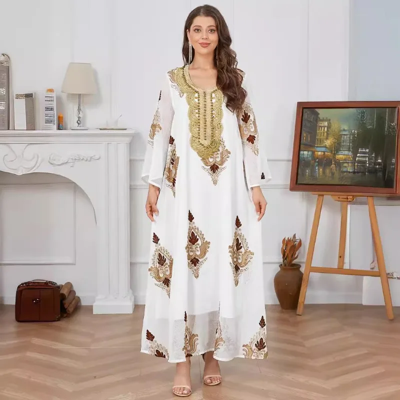 

Women's Muslim Evening Dress Cannon Beads Embroidery Mesh Ladies Dress abaya muslim dress women formal