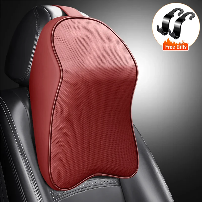 

3D Nappa Leather Memory Foam Headrest Car Neck Pillow Support Neck Rest Pillow for Car Pain Relief Travel Neck Support