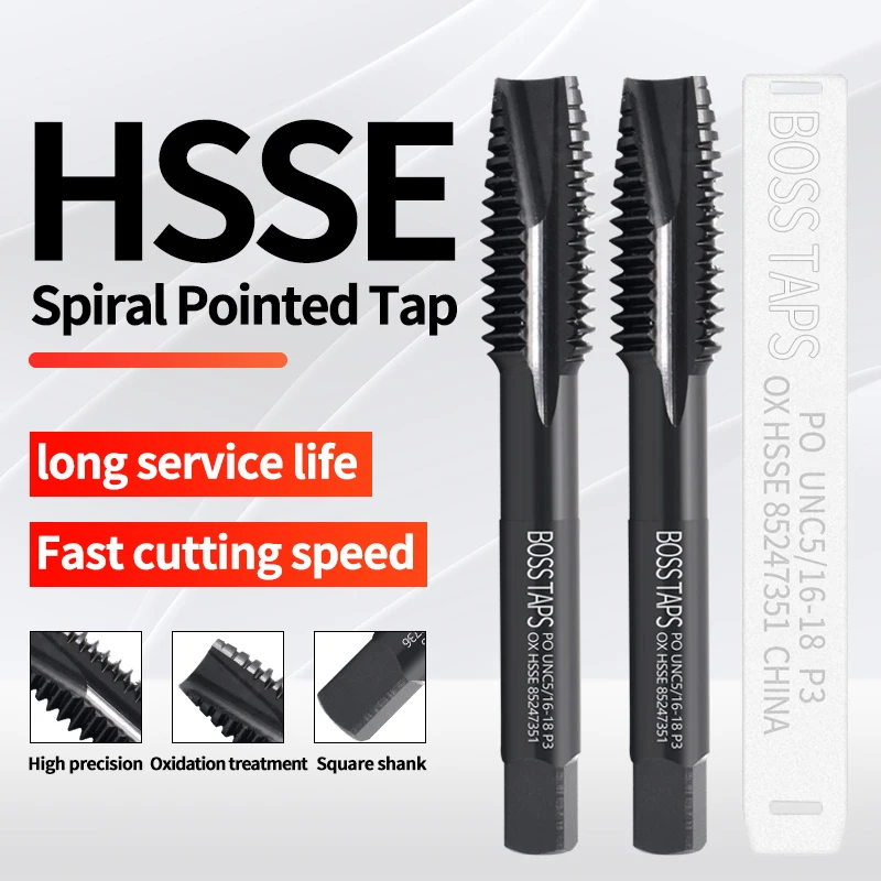 HSSE-M35 JIS Standard Spiral Pointed Tap UNC 2-56 3-48 4-40 6-32 8-32 10-24 12-24 1/4 3/8 Machine Sc