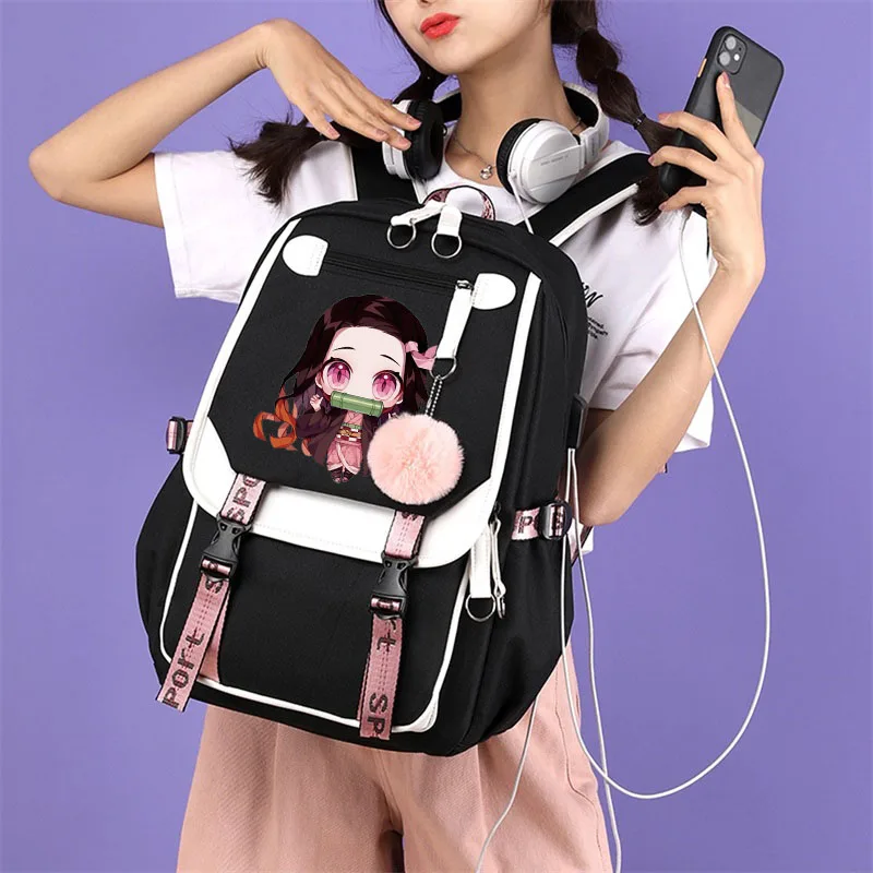 AnimeBackpackDemonSlayerNezukoKawaiiCartoonSchoolBagforAdults