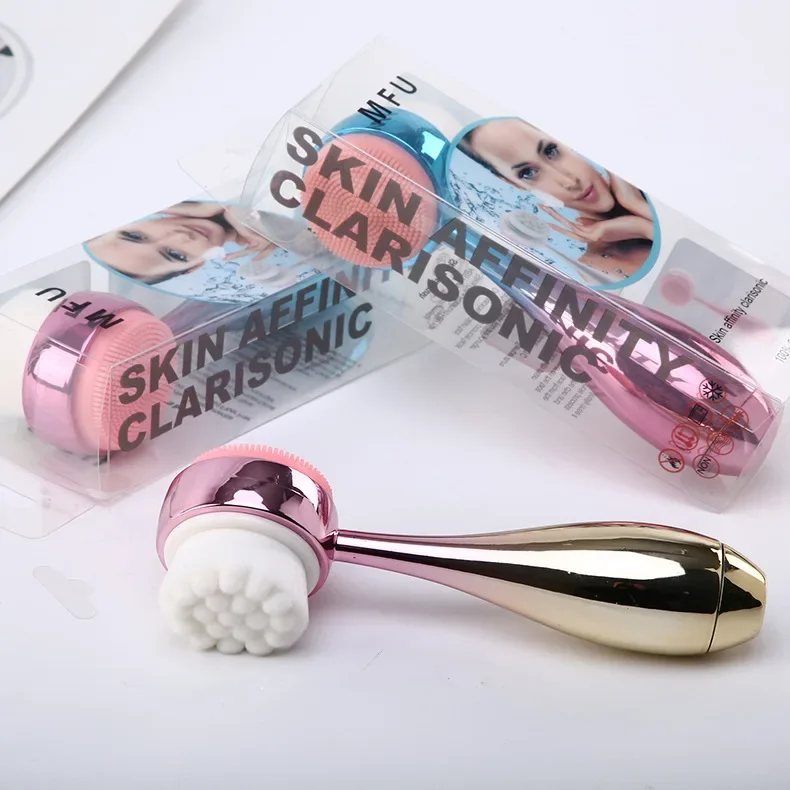 New Double-sided Silicone Manual Face Brush Plated Bowling Ball Style Stand-up Facial Cleansing Brush Removes Blackheads
