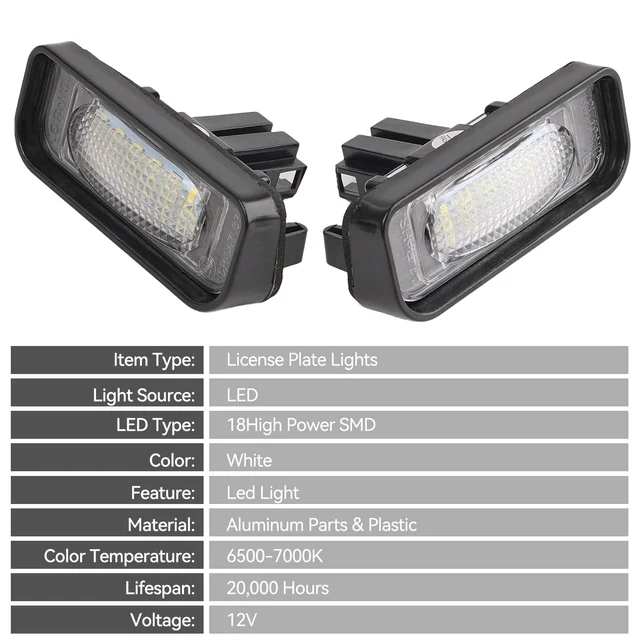 Beneges LED License Plate Lights For Mercedes-Benz (2007-2012) - Xenon White, Error-Free, Easy Install