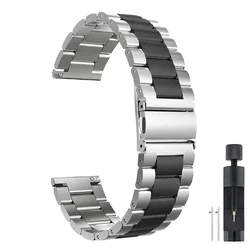Premium Stainless Steel Watch Band Strap - 18mm, 20mm, 22mm - 20mm (Silver Black - SZ)