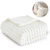 White Fleece Throw Blanket for Couch - Super Soft Cozy Blankets for Women, Cute Small Blanket for Girls, 59x79 Inches 1