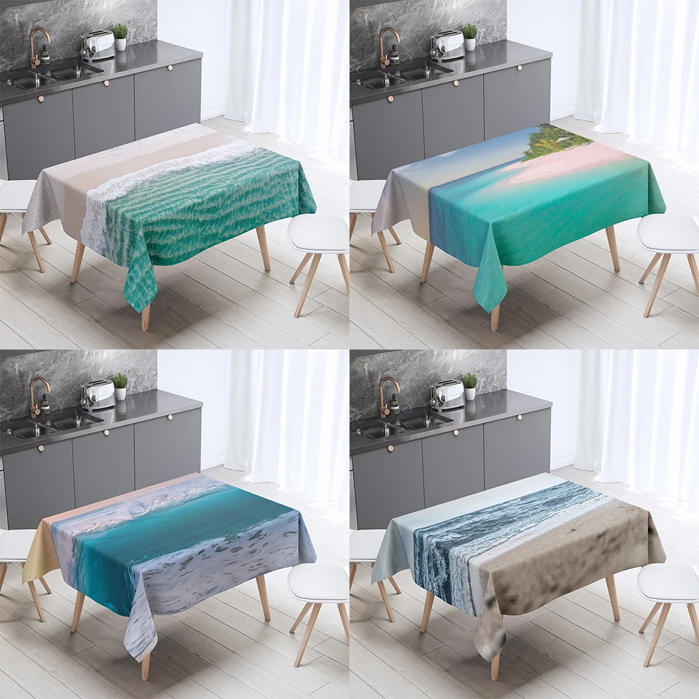 

Seaside surf beach printed pattern tablecloth home decoration rectangular anti-fouling dust cover