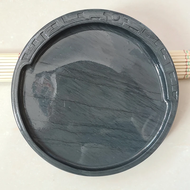 

Unique Chinese Inkstone for Grinding Ink Made of Natural Stone Round Ink stone Yan Tai She Yan Sumi-e Ink Slab