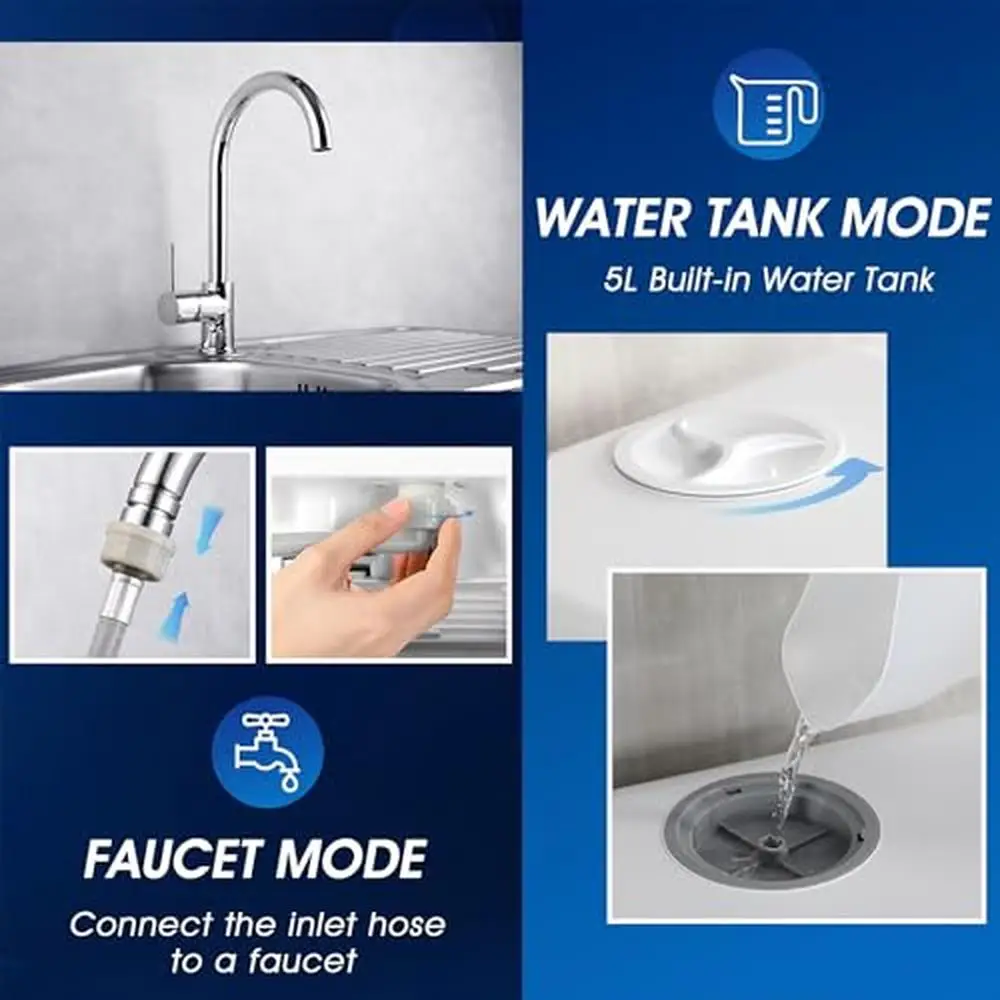 Portable Dishwasher 5 Washing Options Double-layered Glass Door 5L Water Tank LED Display Easy to Maintain Countertop Mini 4
