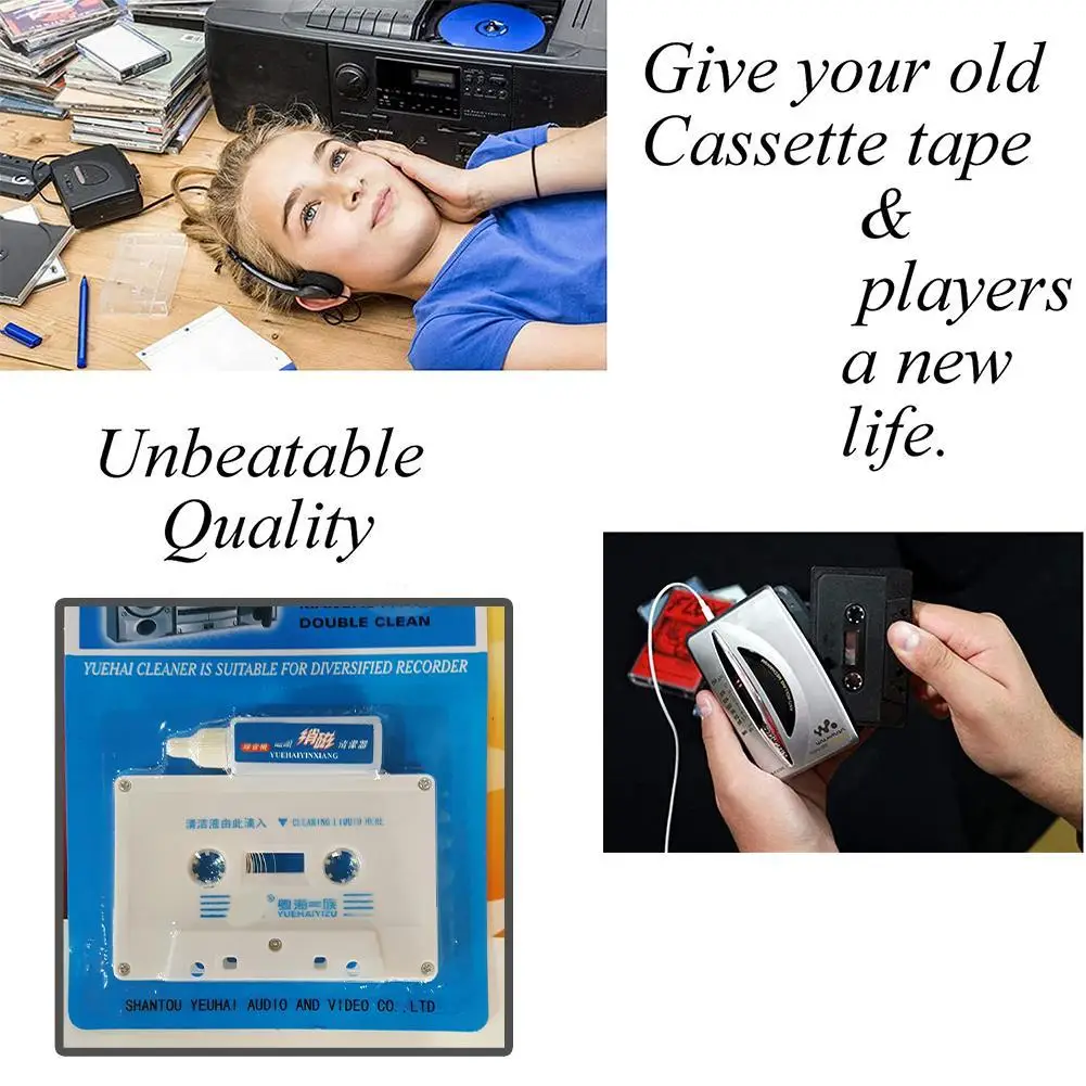 Cassette Tape Cleaner Commonly Used Player Cleaning Tool Demagnetizer Wet Type Fluids
