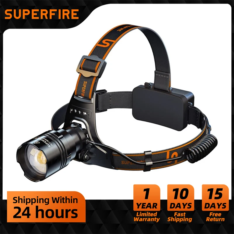 

SUPERFIRE HL31 36W High Power LED Waterproof Headlamp USB-C Rechargeable 3000LM 21700 Battery Zoom Headlight for Fishing Camping