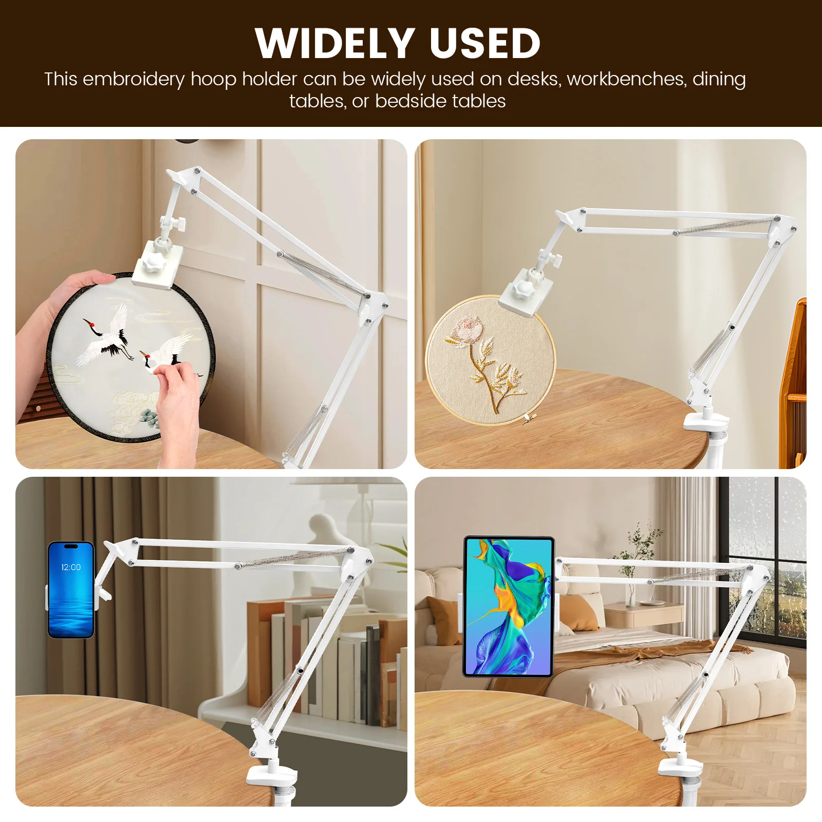 Embroidery Stand Adjustable Embroidery Hoop Holder Metal Cross Stitch Frame Stand Table Mount for Needlepoint Projects Tablet