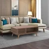 Coffee Table with Storage, Mid Century Modern, Farmhouse Wood Coffee Table for Living Room Fluted (Walnut) 5