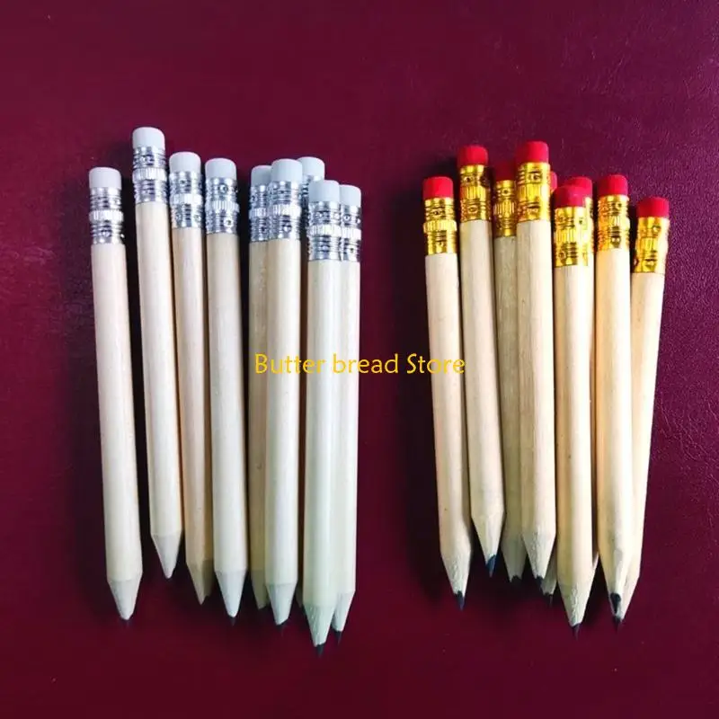 W89C 50Pcs 신부 결혼식을위한 지우개와 서명 펜 나무 미니 쓰기 펜 연필