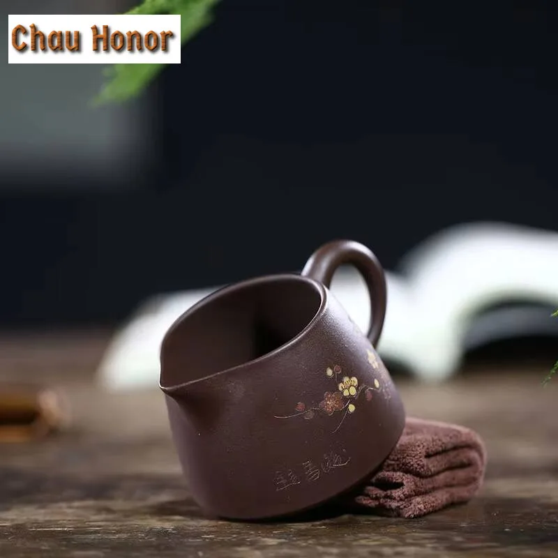 200ml Authentic Yixing Purple Clay Fair Cup Cha Hai Plum Blossom Teacup Handmade Tea Set Accessories Household Drinkware