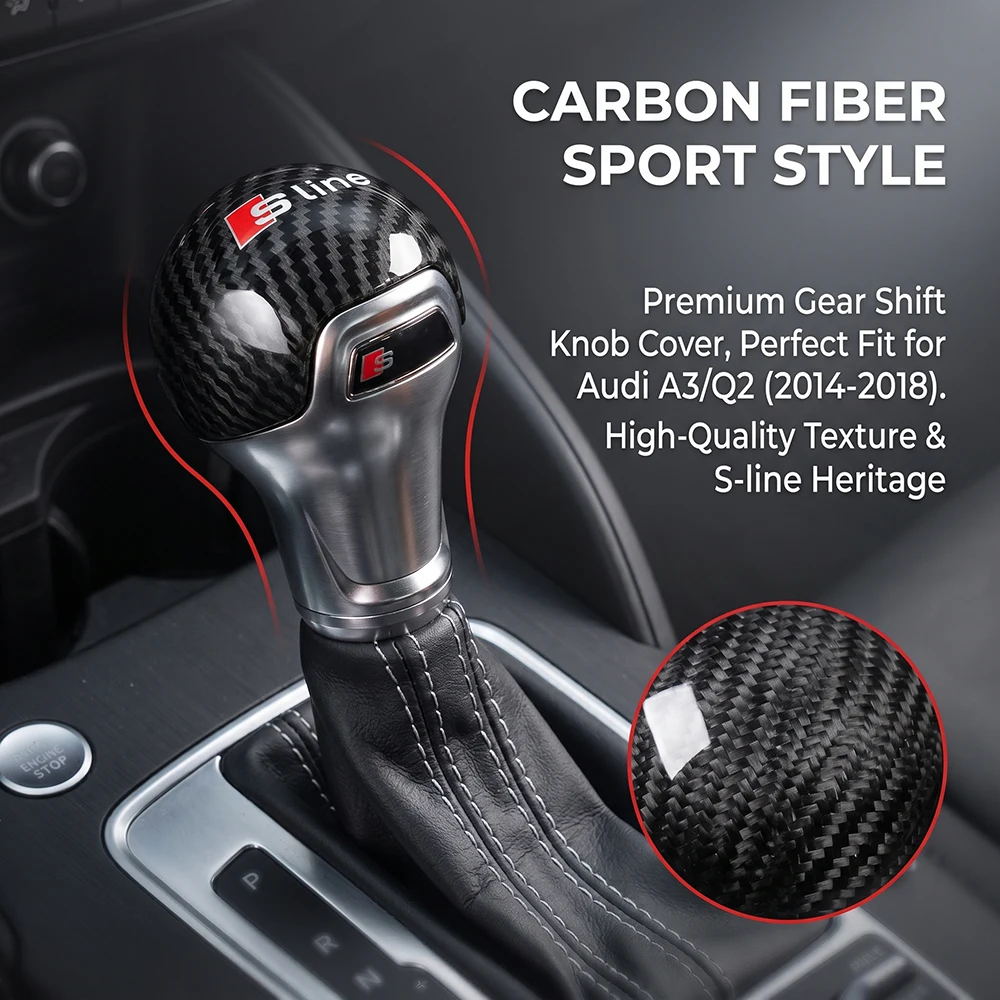 카본 파이버 기어 변속 노브 로고 S라인 자동차 변속 레버 헤드 기어 폴 (아우디 A3 A4 A5 A6 A7 Q3 Q5 Q7 S5 S6 S7 SQ5 SQ7 RS4 RS5 용)