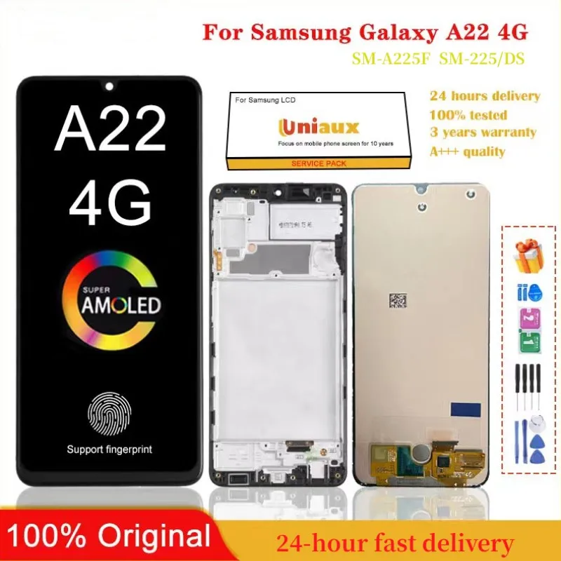 

6.4'' Original For Samsung Galaxy A22 4G LCD Display Touch Screen Digitizer Assembly A225F A225F/DS A225 LCD Screen Replacement