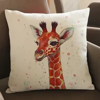 Wild Animal Style Decorative Cushion African Zebra Elephant Giraffe Cushion Square Throw Pillows Cotton Linen Pillowcase 45x45cm 4