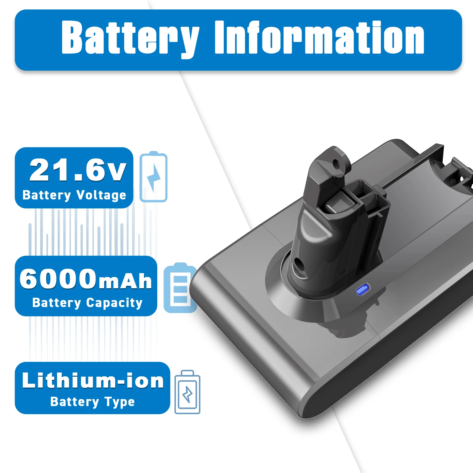 Power Tool Battery 21.6V 6000mAh Vacuum Cleaner Lithium Battery + Filter For Dyson V6 DC58 DC59 DC61 DC62 SV09 SV07 SV06 SV04 SV03 rechargeable lithium batteries