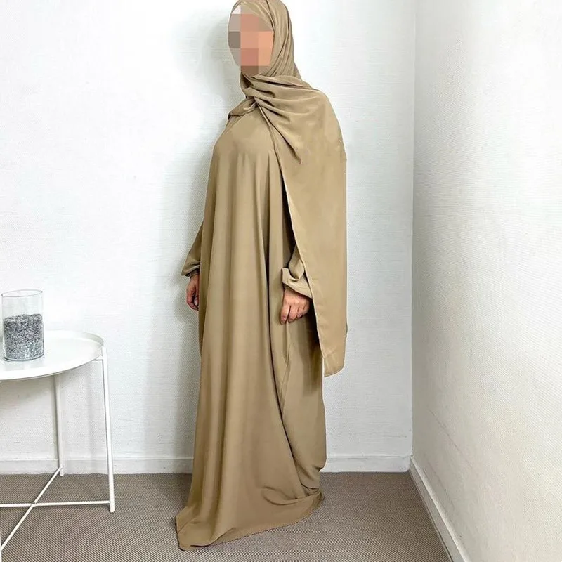 Abaya Muslim Long Dress for Women Crepe Ramadan Eid Loose Islamic Clothing  Prayer Dresses Hijab Robe Dubai Turkish Modest Kaftan
