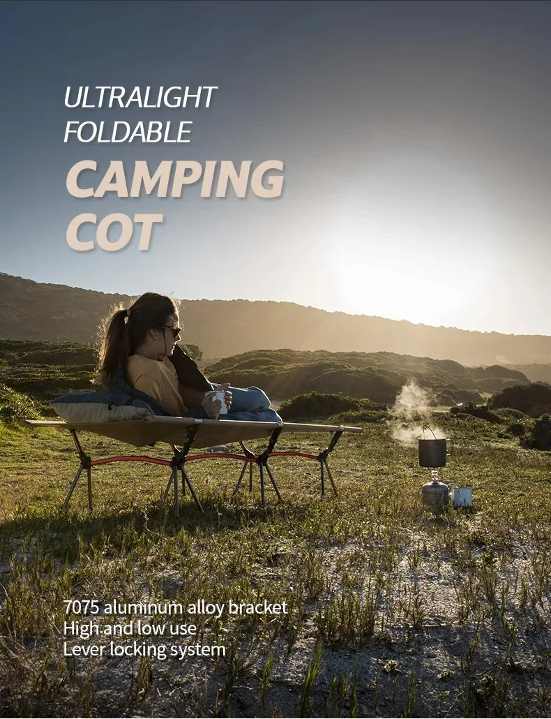 Naturehike 2024 Neues Campingbett mit hoher Belastung, tragbare Klappbetten, höhenverstellbar, einfaches Set, stabil, für Outdoor-Reisen, Wandern, Schlafbett – Detail 1