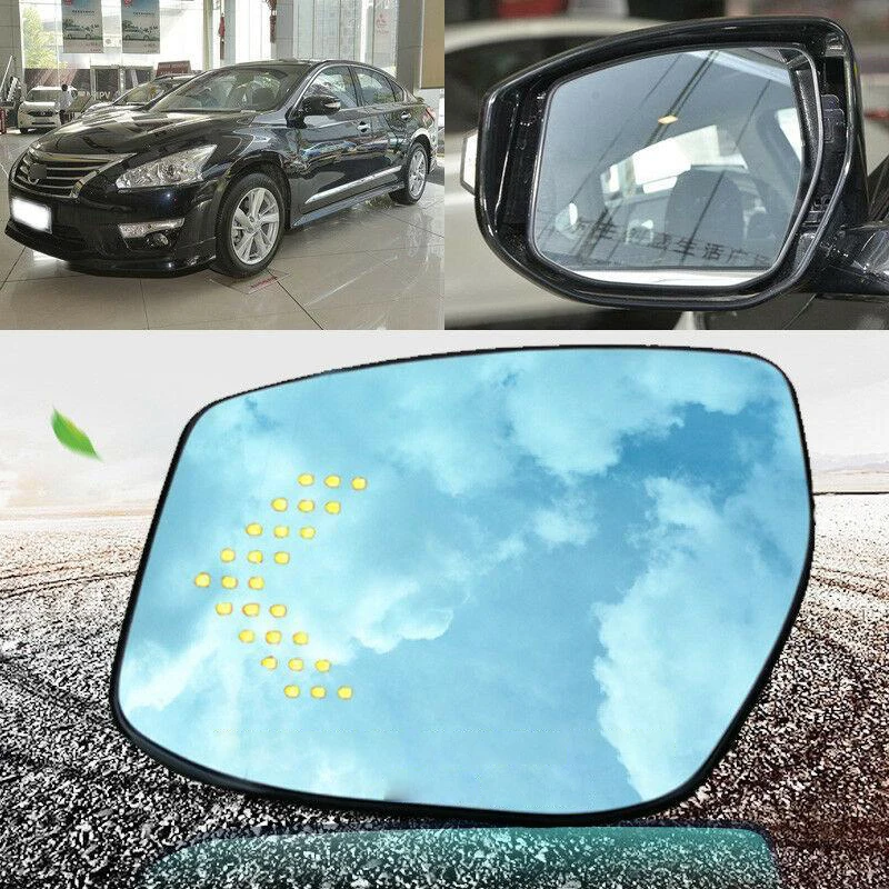 

For Nissan TEANA SYLPHY Tiida Blue mirror Large Vision Rearview Mirror Glare Proof Blue Glasses LED Heated Turn Signal Lamp