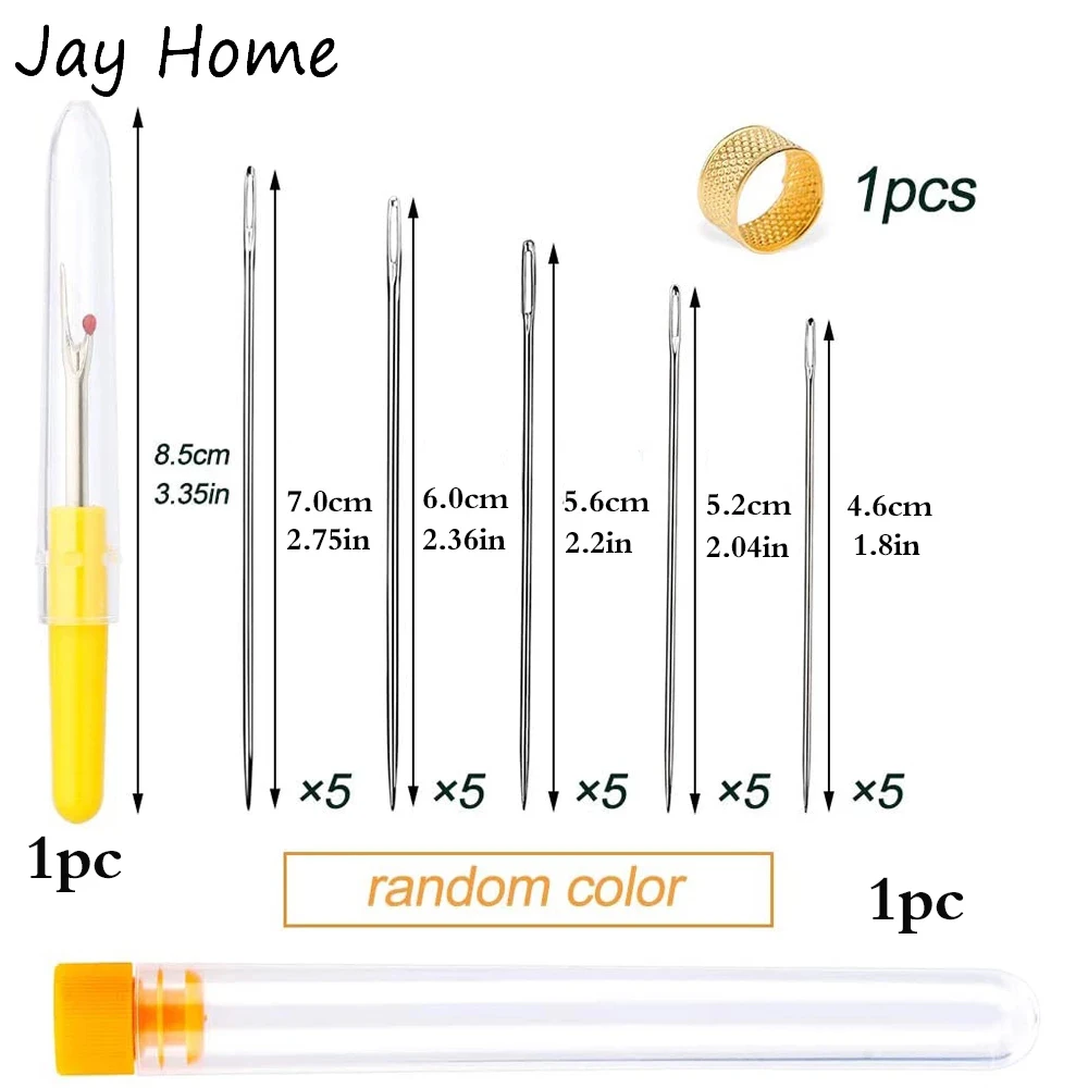 Redamancy 25 Large Eye Needles-Large Eye Needles for Hand Sewing,Sewing  Needles, 5 Sizes Big Eye Embroidery Needles in Aluminum Storage Tube, 1  Seam