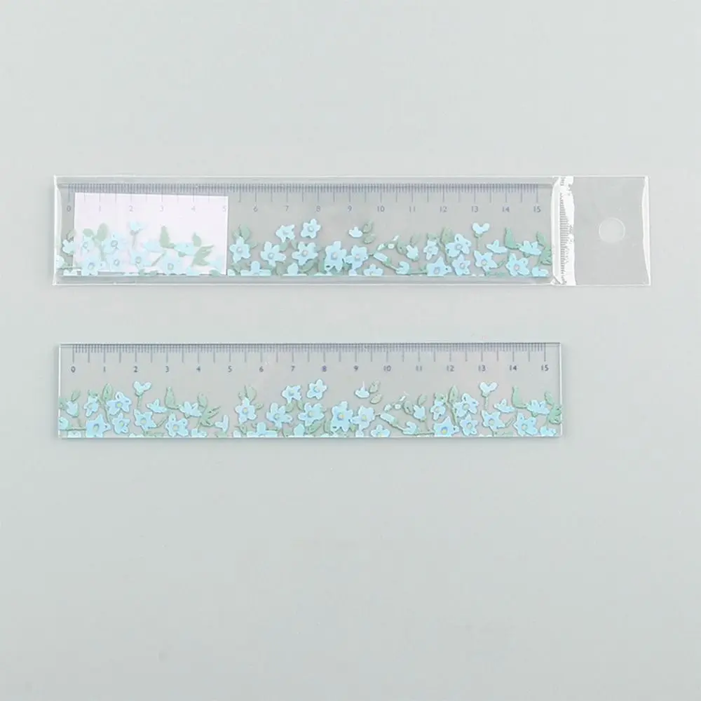 15cm Straight Ruler Creative Transparent Multifunction Flower Bookmark Tulip Acrylic Drafting Ruler Student