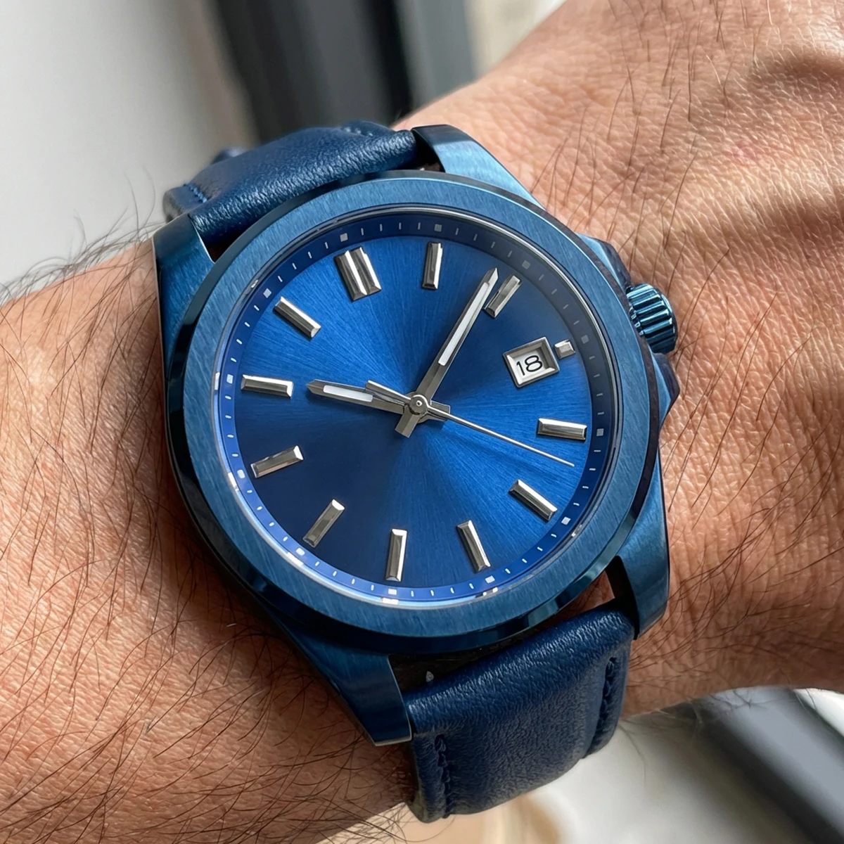 33.5mm No Logo Wave Radial Waffle Wear Watch Dial - Carved Case Mod Parts