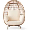 Rattan Egg Chair, Oversized Indoor and Outdoor Lounge Chair with 4 Cushions, Steel Frame, 440 Lbs 1