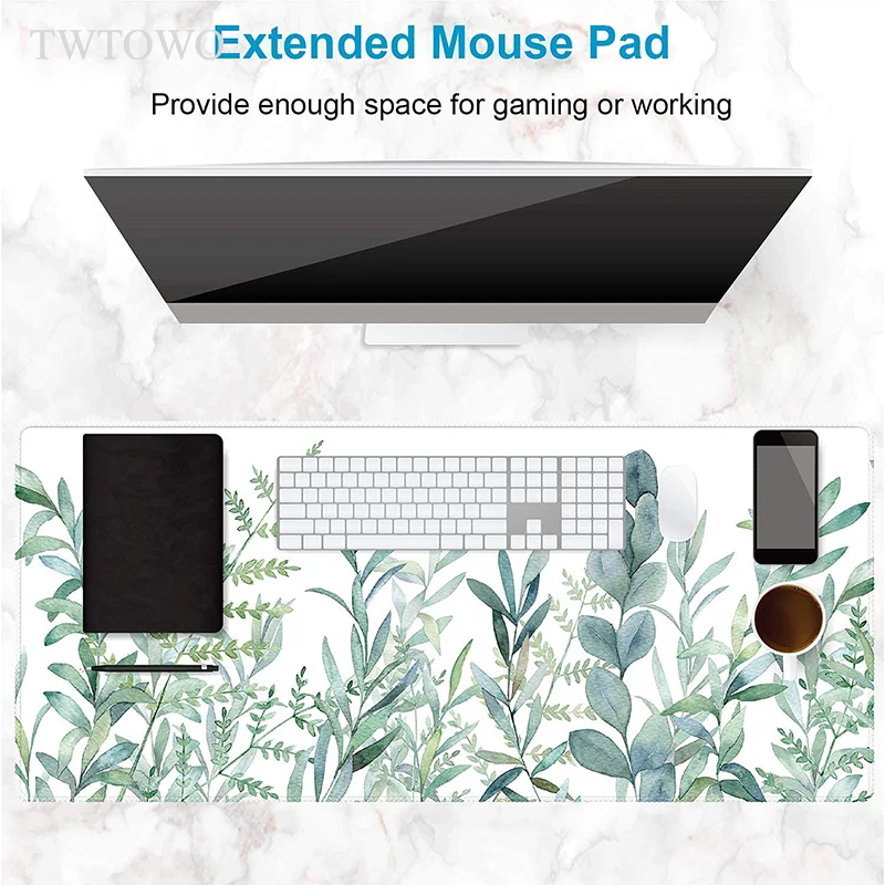 Green Leaf Plant Mouse Pad para Gamer Anti Slip Desk Mats Borracha Natural Home hd Mousepad Office Mice Pad Xxl xl - Imagem 6