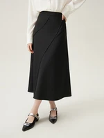 FSLE Zipper Waist Women Asymmetric Design Drape Long Skirt Office Lady Temperament Female Spring White A-LINE Skirts 24FS11105