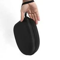 Headphone Carrying Case Shockproof Headset Pouch Capacity Handheld Earphone Container Company Travel Supplies Black 2