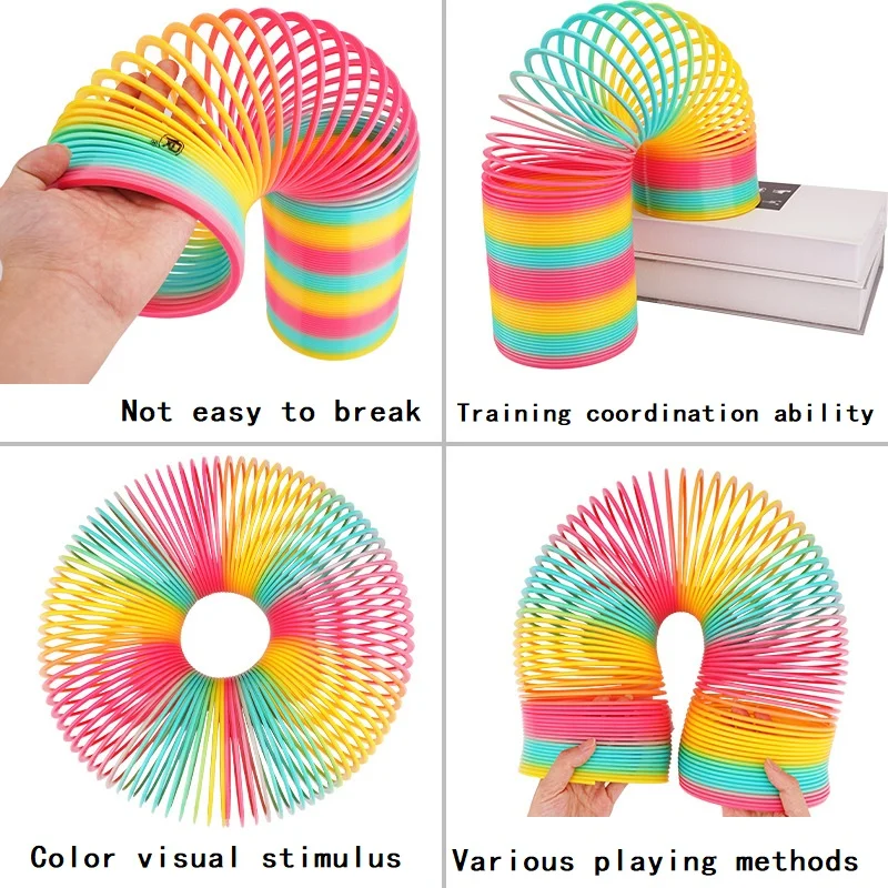 Anti Stress Toys Fidget Toys Mini Fingertip Toy Uaincube Fashion Colorful Rainbow Circle Folding Plastic Spring Coil Stress Relief Fidget Toys For Children Creative Educational