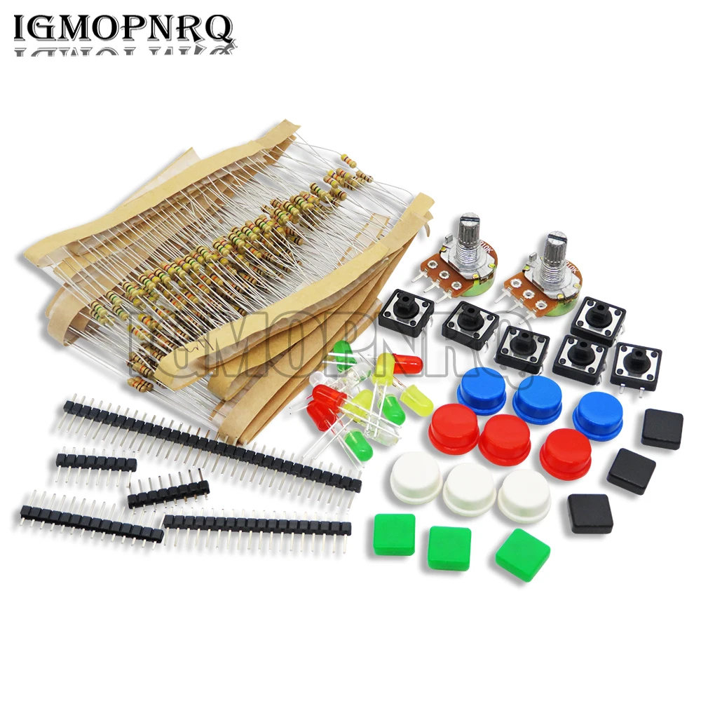 Pacchetto Parti Kit Di Avviamento Fai Da Te Kit Di Componenti A1 Per Arduino Mega Uno Resistore + Botton + Potenziometro Regolabile Nuovo