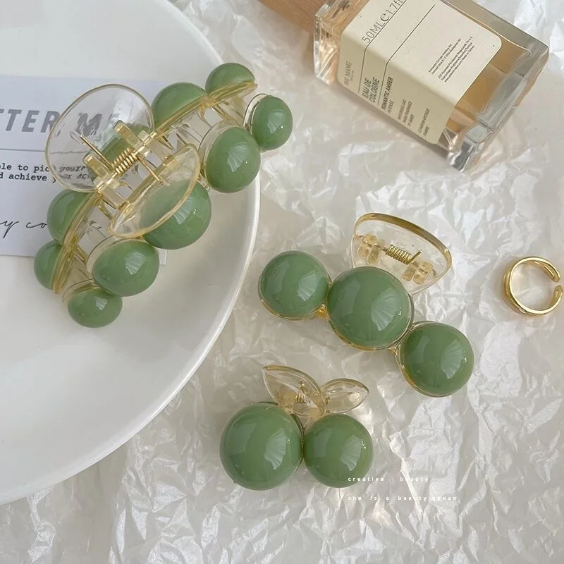 Koreanische grüne Perle Klaue Clip Haars pangen große lockige Klaue Klemme Mode Frauen Hai Klaue Krabben Haarschmuck Kopf bedeckung