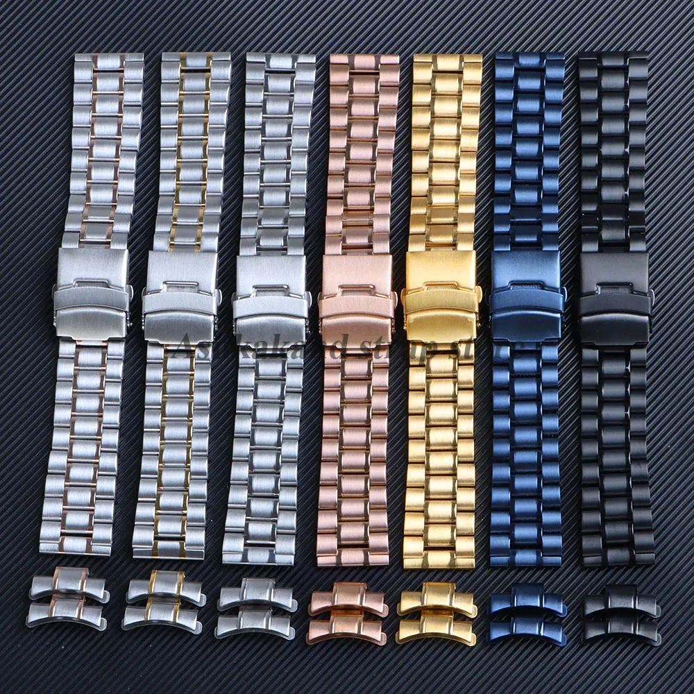 Stainless Steel Watch Strap with Folding Buckle – Universal Replacement Band
